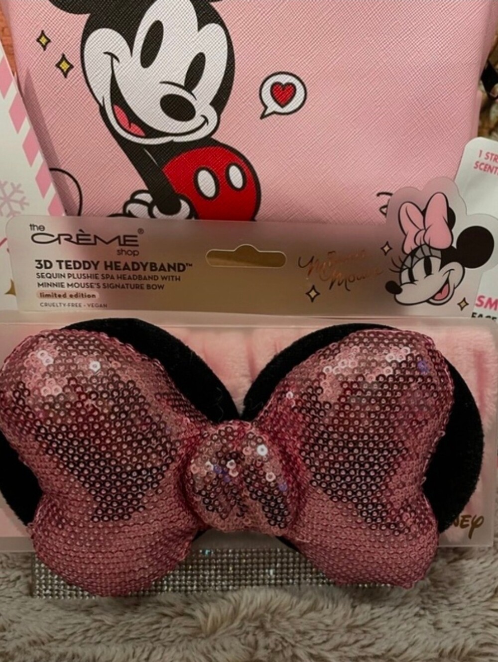 The Crème Shop Pink Mickey Cosmetic Pouch & Sequin Bow Headband Set - Picture 3 of 7